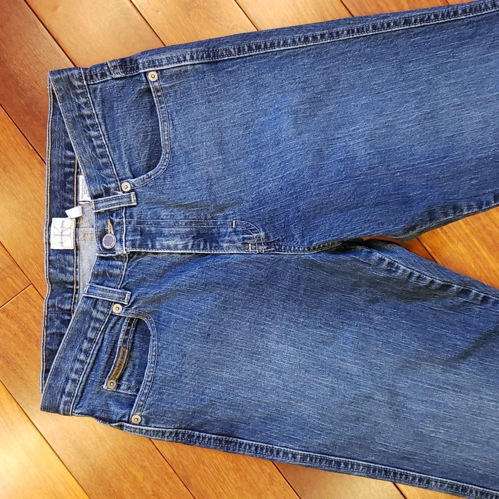 8 x 32 Calvin Klein CK Slim Bootcut Blue Denim Jeans - Picture 3 of 11